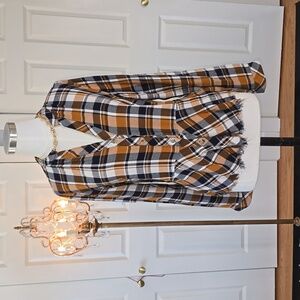 Harper Peplum Flannel Button Down, Size Small